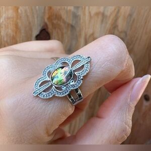 Adjustable Ammolite Gemstone Ring